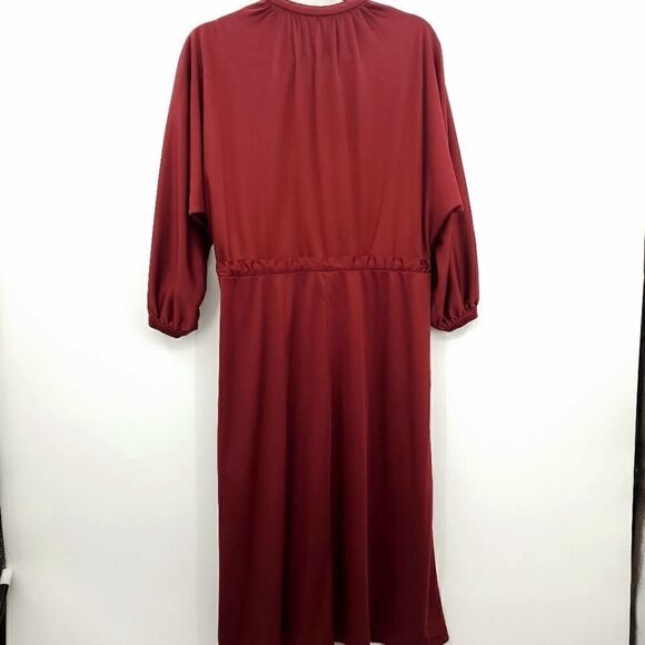 Chipper 70s 80s Long Sleeve Dress Button up Front and Drawstring Waist Vintage - Picture 12 of 16